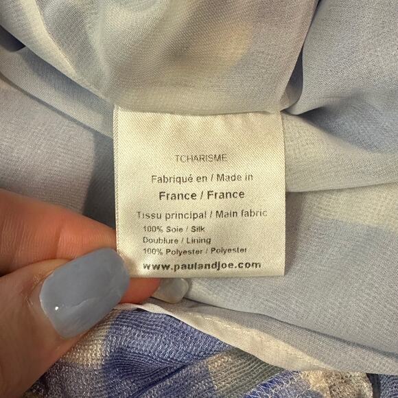 PAUL & JOE 100% Silk Charisme Dress Sleeveless Ruffle Gingham Plaid Maxi - Picture 14 of 16